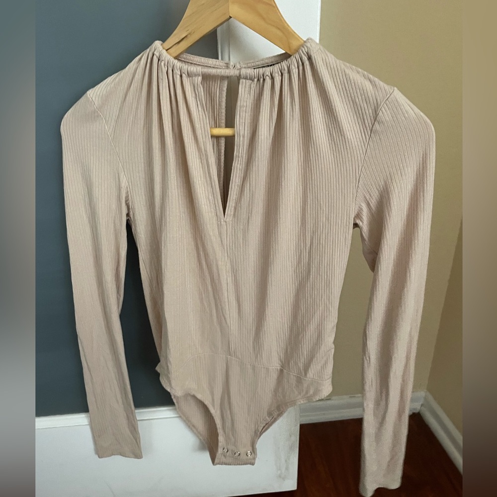 high neck light pink bodysuit